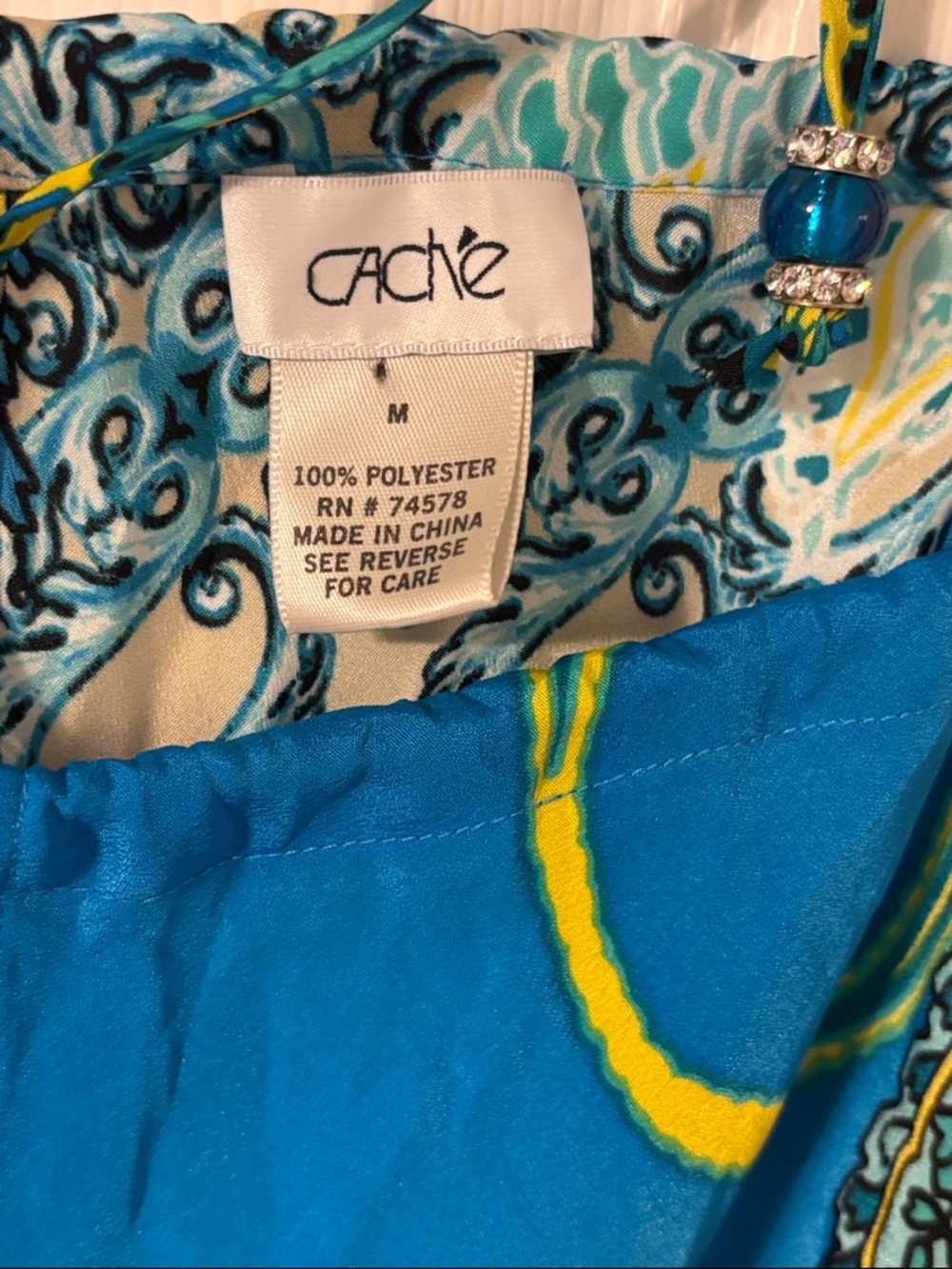 Cache Blue Paisley Maxi Dress with Black Panels never used - Picture 9 of 10